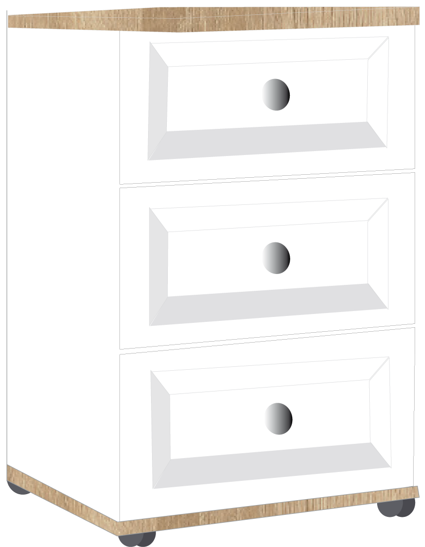 2. 3 Drawer Bedside