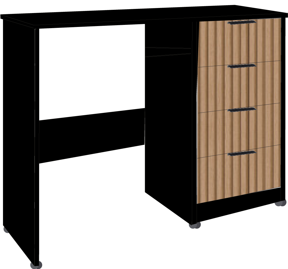 23. 4 Drawer Computer Desk (BLACK)