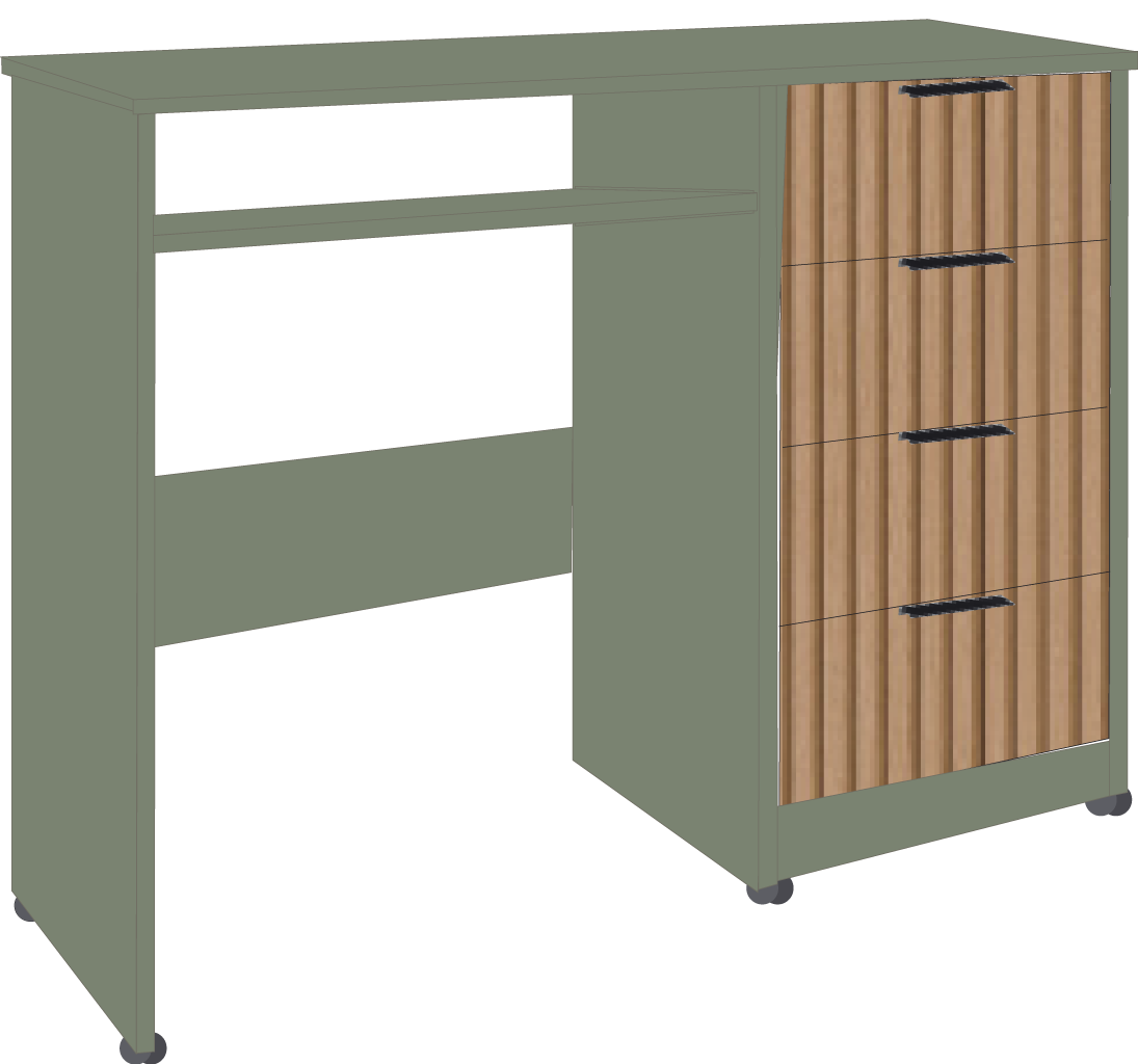 23. 4 Drawer Computer Desk (GREEN)