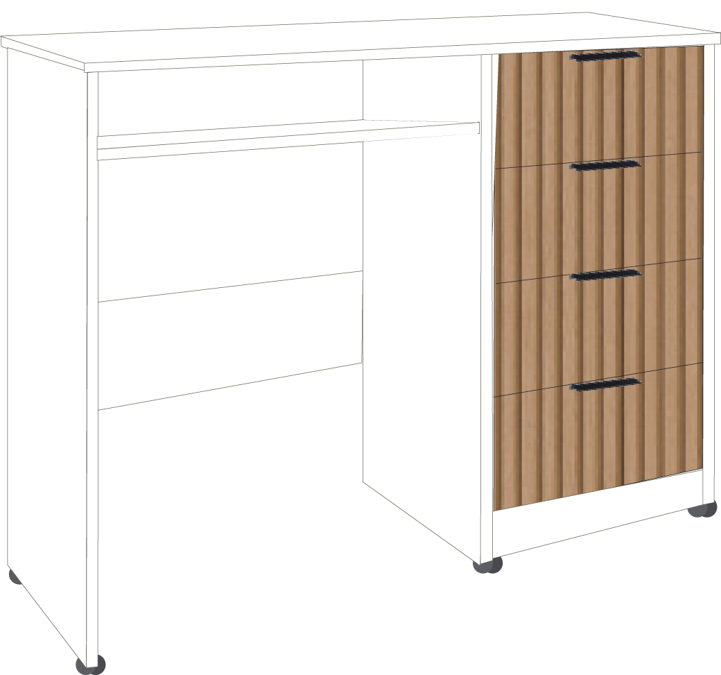 23. 4 Drawer Computer Desk (WHITE)