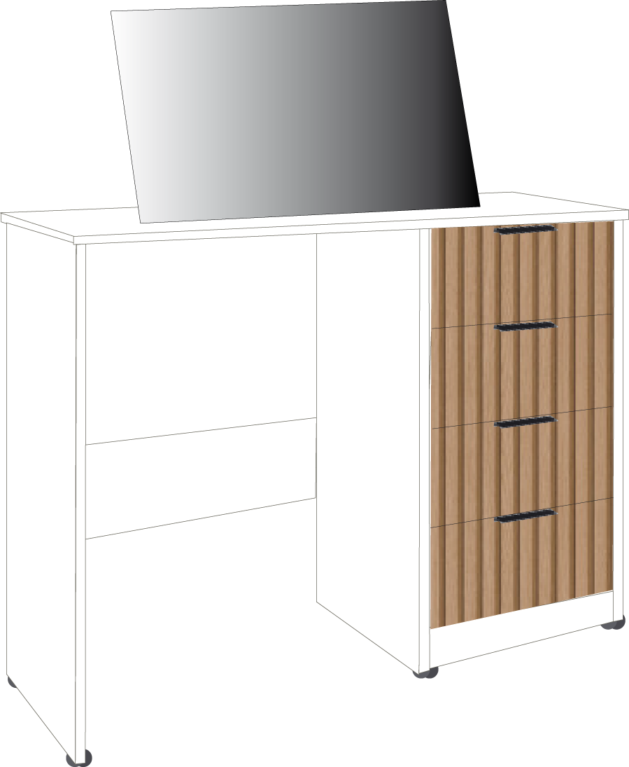 24. 4 Drawer Single Dresser (WHITE)
