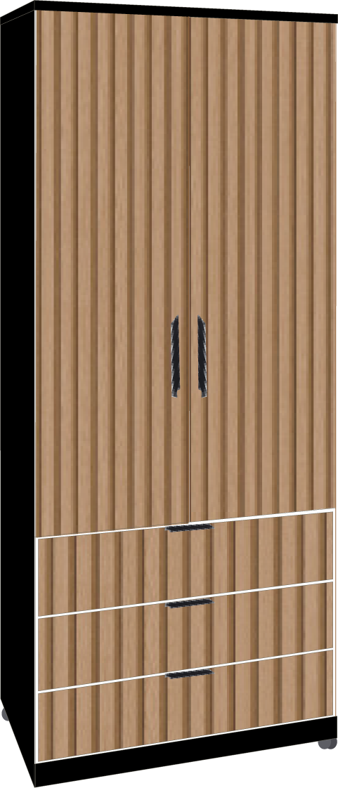 32. 2 Door 3 Drawer Robe (BLACK)