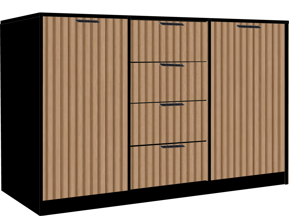 38. 4 Drawer Sideboard (BLACK)
