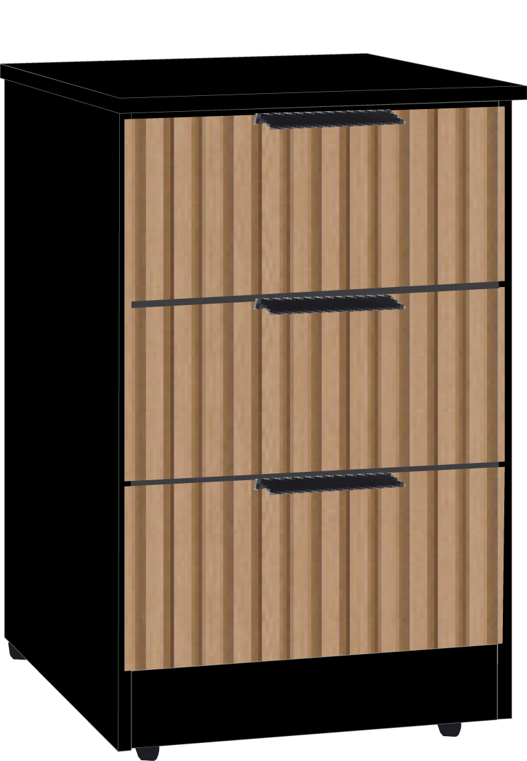 5. 3 Drawer Bedsidet (BLACK)