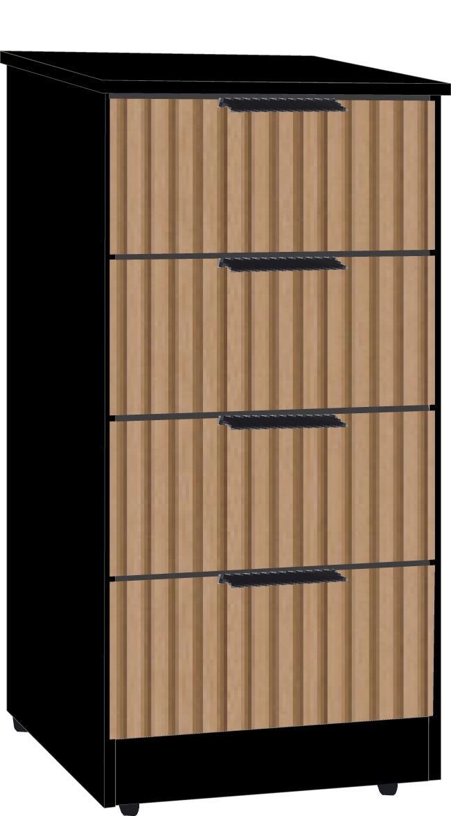 6. 4 Drawer Bedsidet (BLACK)